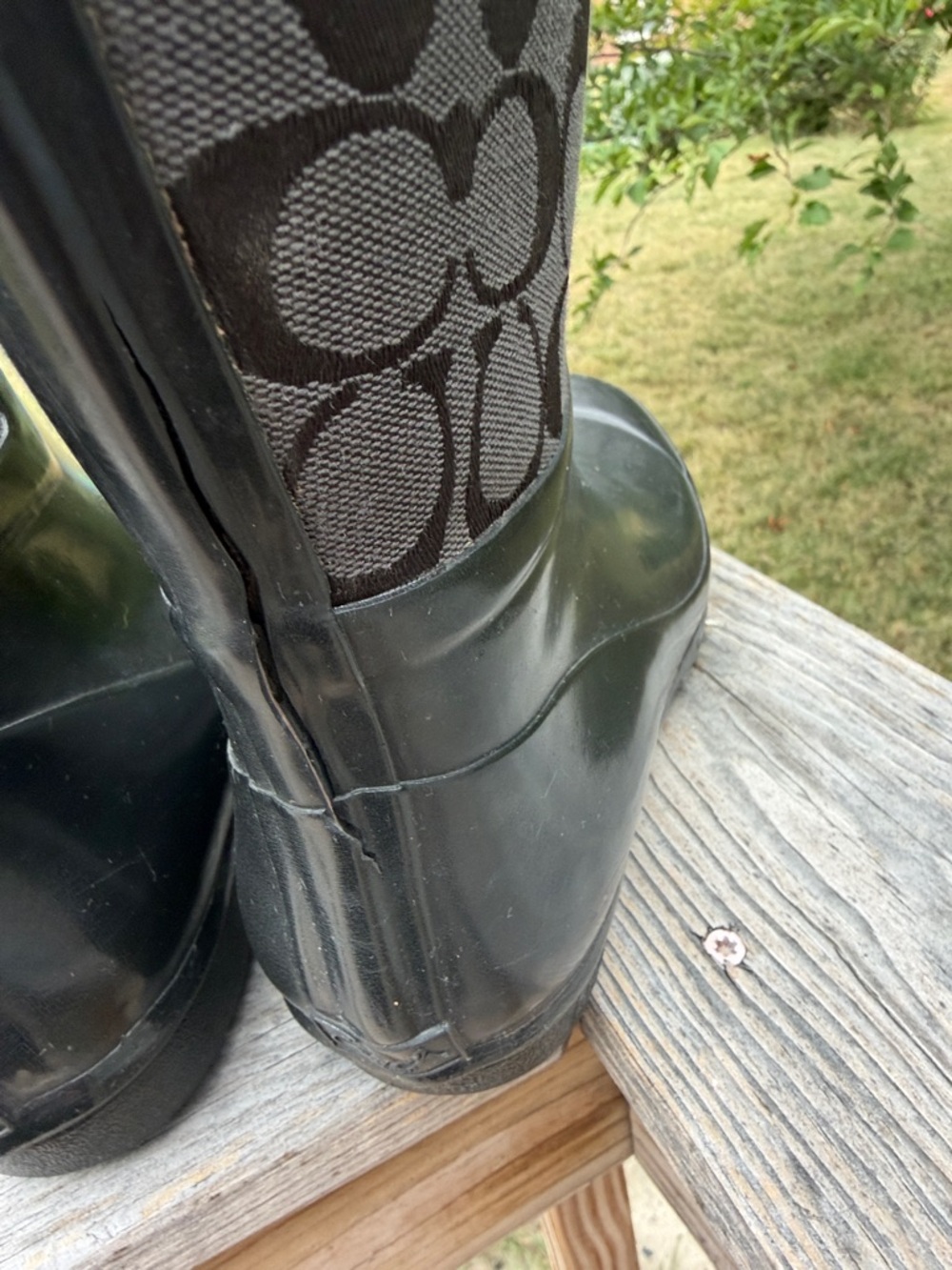 Coach Black Logo-Print Tall Rain Boots - Picture 6 of 13